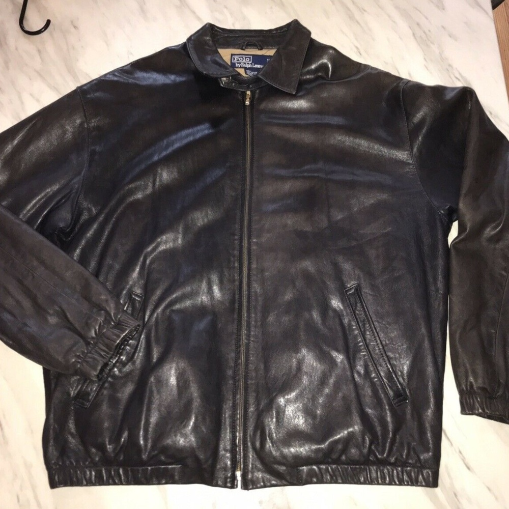 Vintage Ralph Lauren Leather Suede Bomber Polo